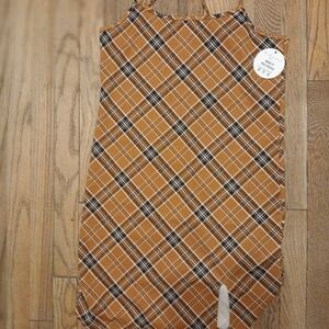 Trendy Plaid Mini Dress in Brown